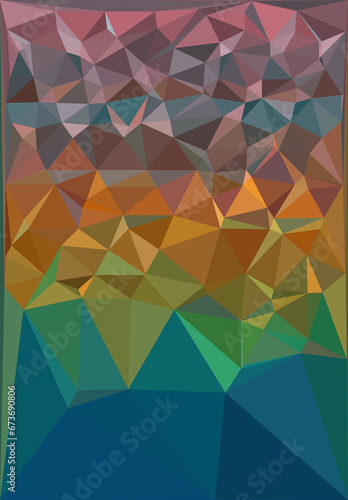 triangular mosaic square format in cubist style and vivid gold green colours