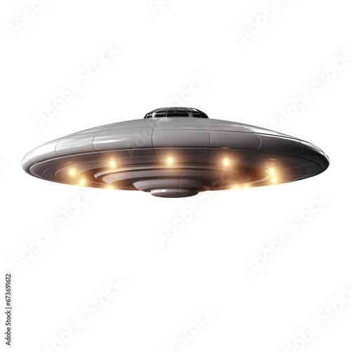 UFO on transparent background PNG. Extraterrestrial existence concept.