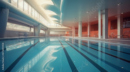 Swimming pool in the hotel. AI generated art illustration. © Дима Пучков