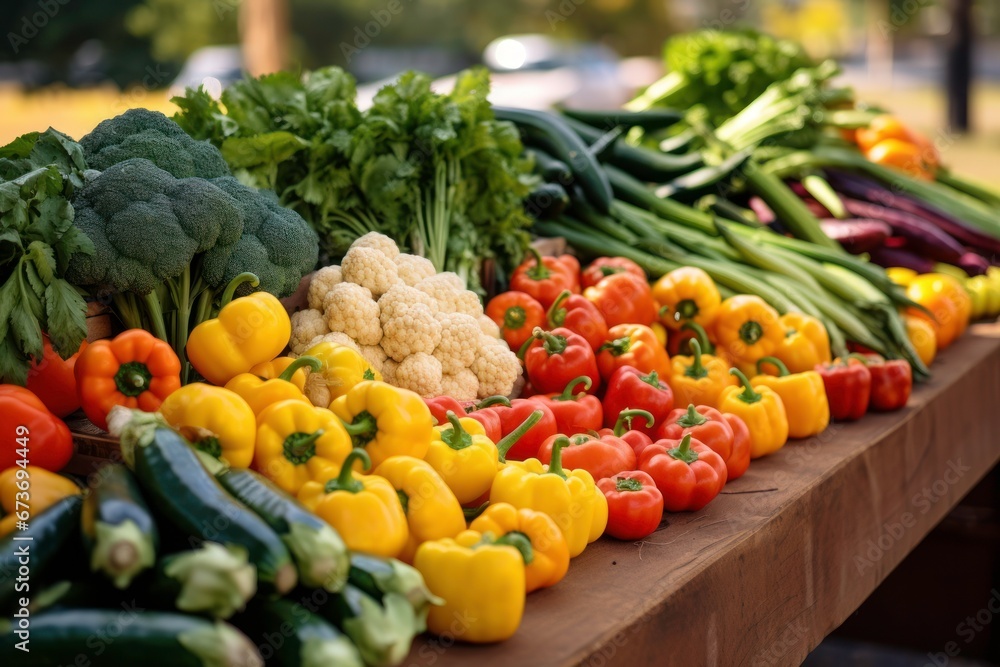 Bustling Street Market selling fruit and vegetable with Vibrant Colors and Details.