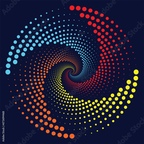 Multicolor dotted spiral vortex circle vector Mandala illustration