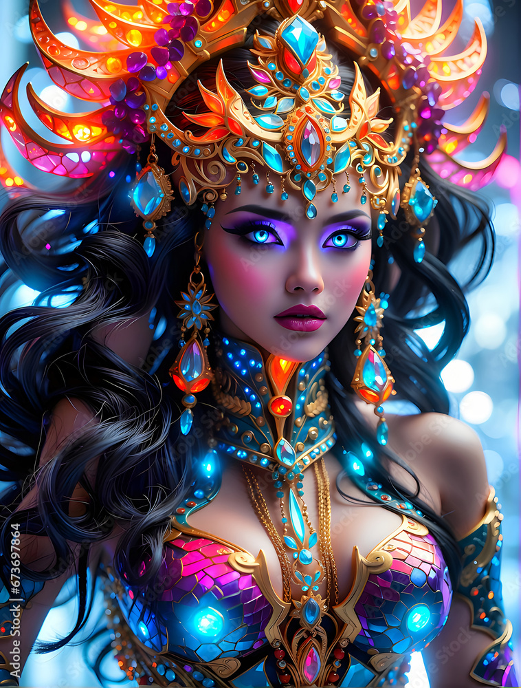 Naklejka premium 3d surreal design with ultra details, colorful generative art, shiny colors with HDR, surreal painting art