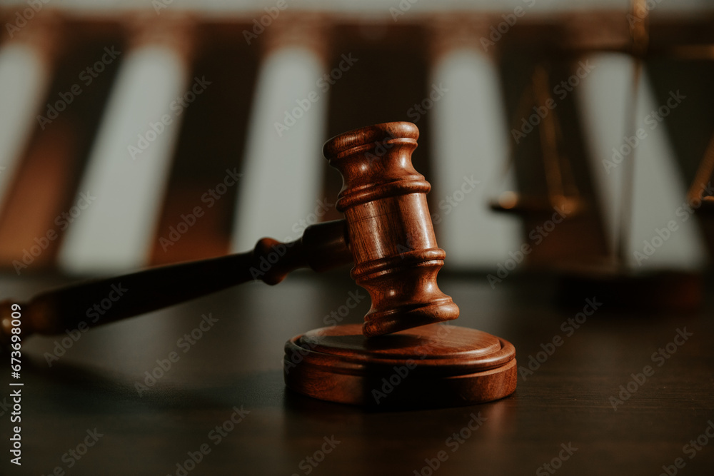Wooden gavel and scale. Justice concept Wooden gavel and scale. Justice concept