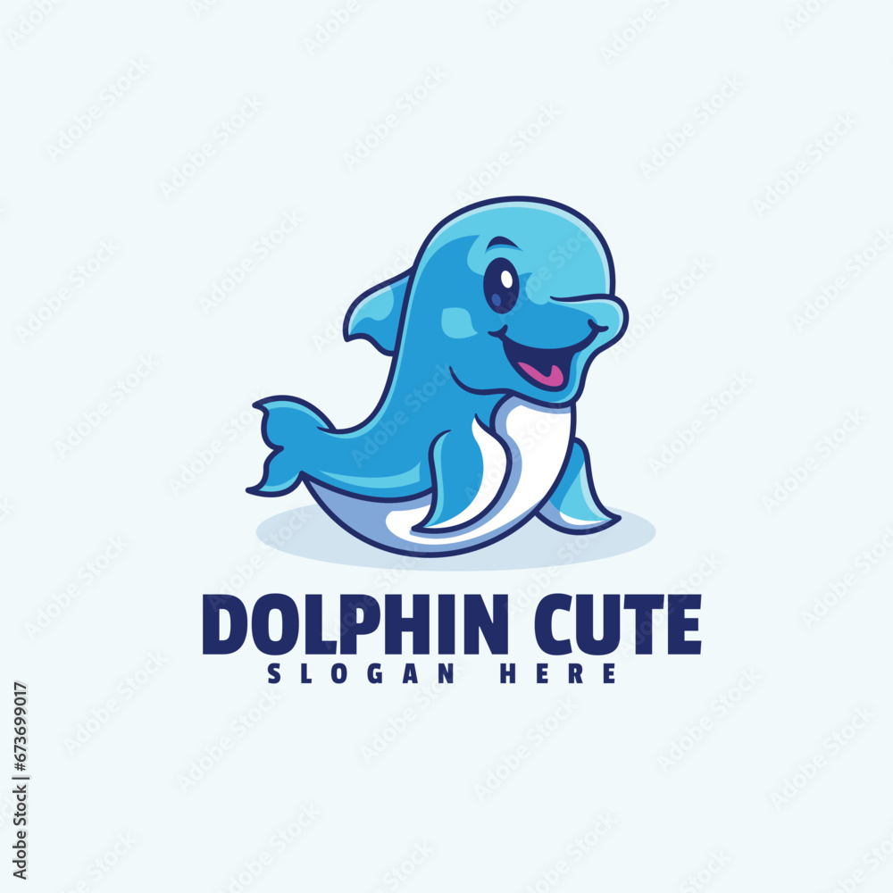 Cute dolphin illustration vector mascot logo Cute dolphin illustration vector mascot logo
