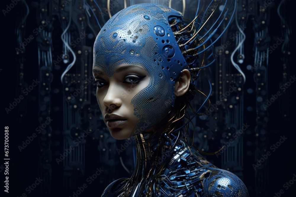 An ethereal masterpiece, capturing the essence of femininity through the intricate strokes of a blue-clad figure, evoking a sense of poise and grace within the frame of a captivating portrait An ethereal masterpiece, capturing the essence of femininity through the intricate strokes of a blue-clad figure, evoking a sense of poise and grace within the frame of a captivating portrait