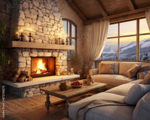 Cozy den adorned with a plush loveseat and rustic stone fireplace, inviting you to curl up on the couch and bask in the warmth of the hearth