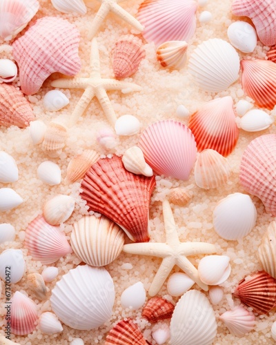 A mesmerizing oceanic tableau, teeming with intricate shells and starry invertebrates, invites us to dive deep into the mystical world of cockles, molluscs, and scallops
