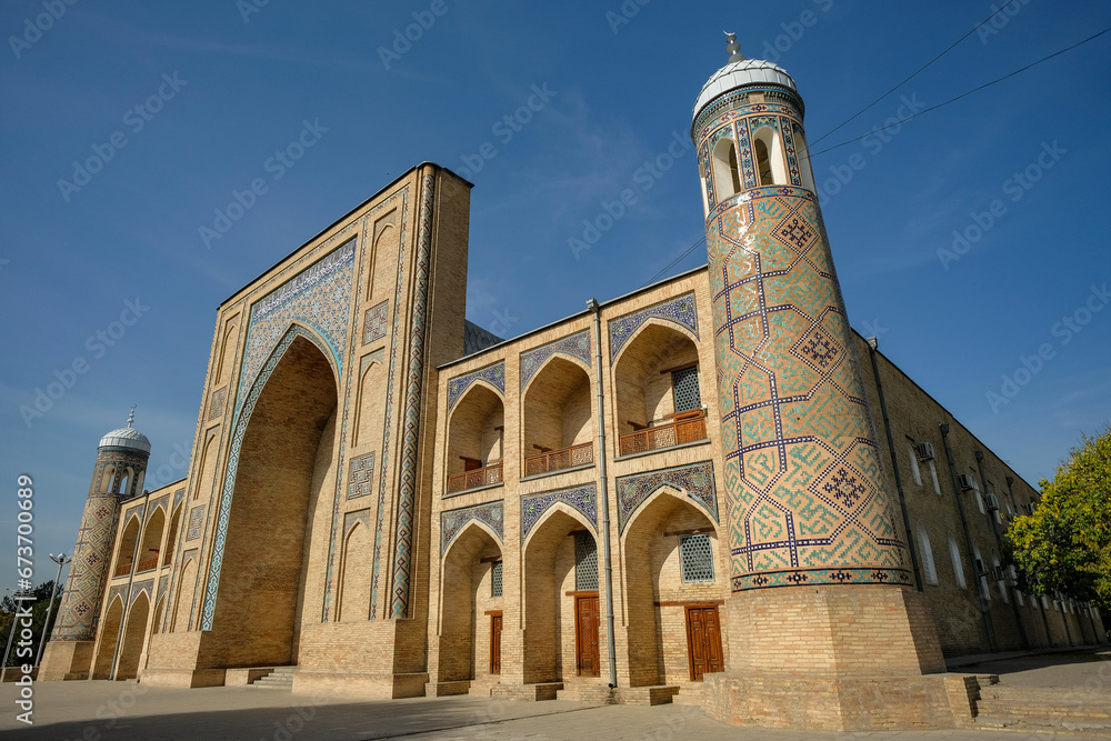 Detail of the Kukeldash Madrasah in Tashkent, Uzbekistan.