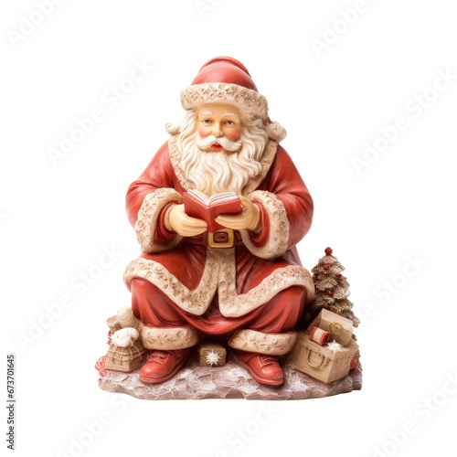 Santa claus is reading. Isolated on transparent background. 
