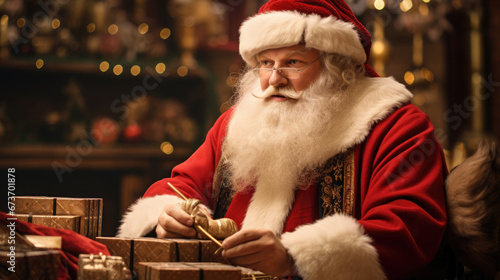 Santa places gifts in a sleigh ready for a magical journey