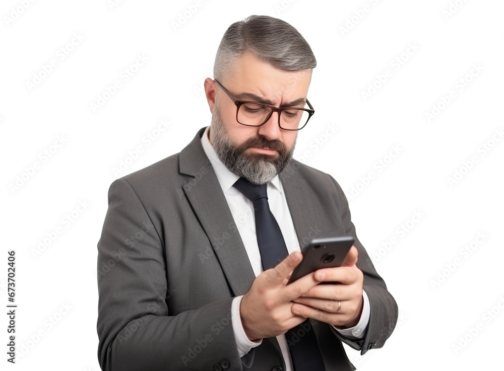 Businessman reading bad news, cut out Businessman reading bad news, cut out