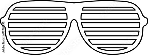 Thin contour line of striped lattice club glasses. Eye protection accessory liner icon. Health and vision protection. Simple black and white vector isolated on white background