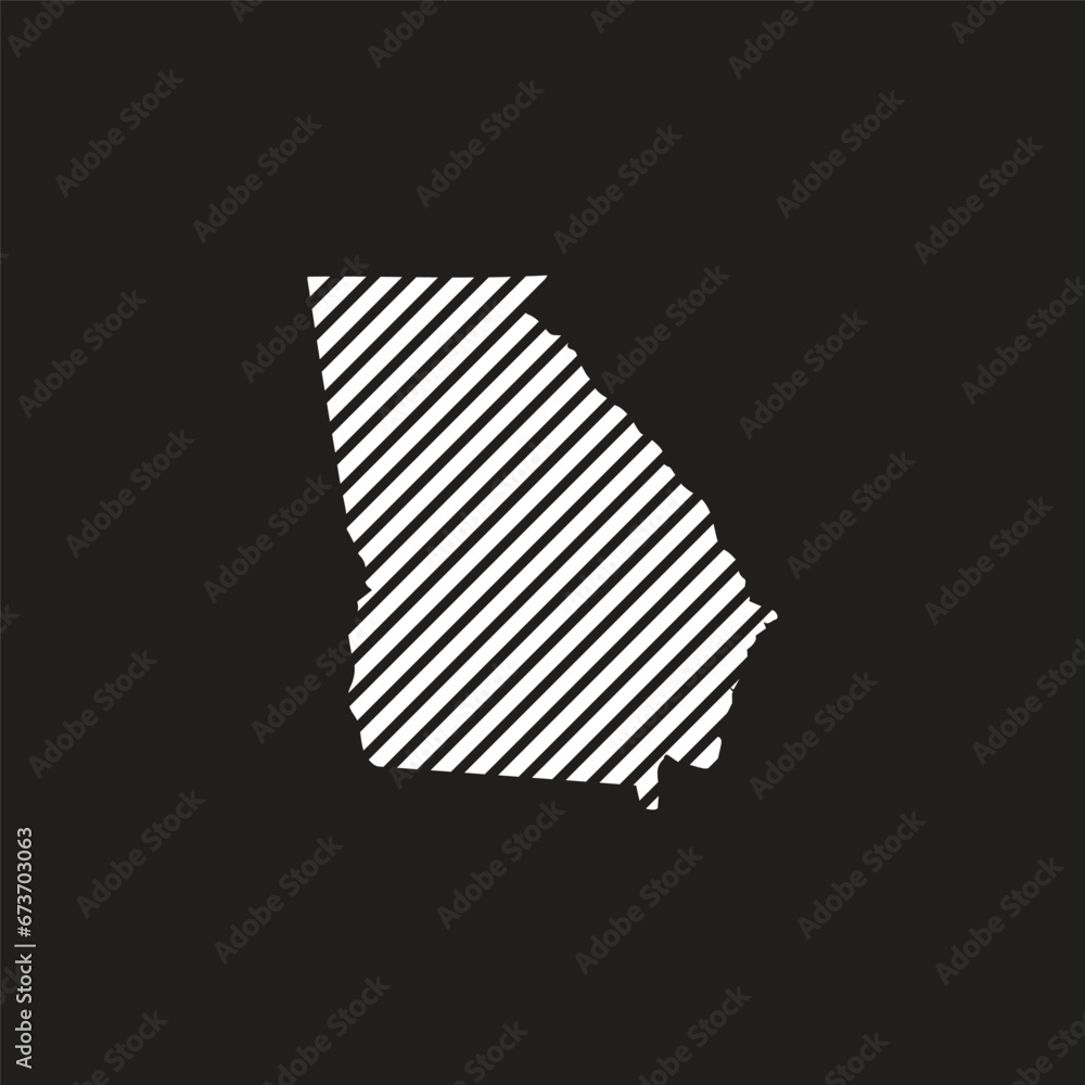 Vector abstract hatched map of of State of Georgia with curve lines isolated on a white background. Vector abstract hatched map of of State of Georgia with curve lines isolated on a white background.