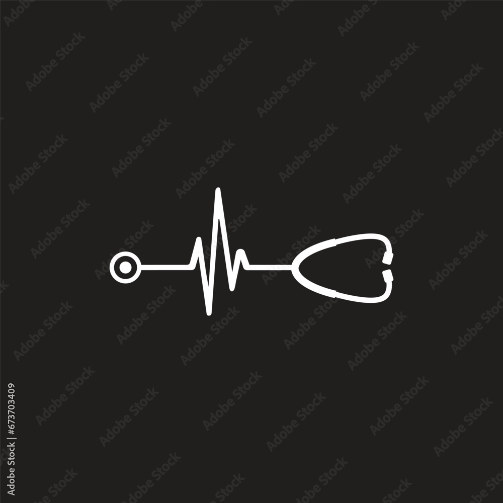 Stethoscope Heartbeat line. Pulse trace. EKG and Cardio symbol. Health and Medical concept. Vector illustration. Stethoscope Heartbeat line. Pulse trace. EKG and Cardio symbol. Health and Medical concept. Vector illustration.