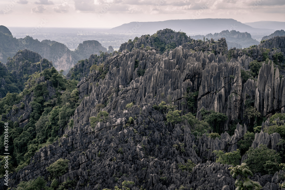A viewpoint in top of limestone mountains over the city in Phitsanulok province, Thailand A viewpoint in top of limestone mountains over the city in Phitsanulok province, Thailand