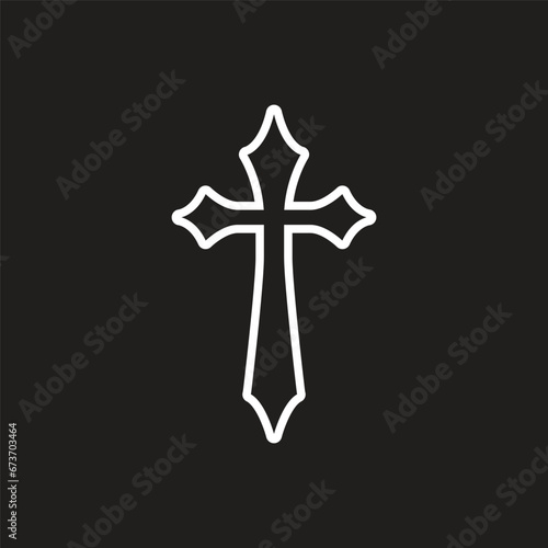 Catholic and protestant faith logo or image. Teutonic crusader label. Gothic crusade crucifix. stock illustration