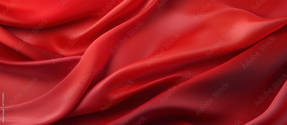 Glossy red fabric banner, wide and vibrant.