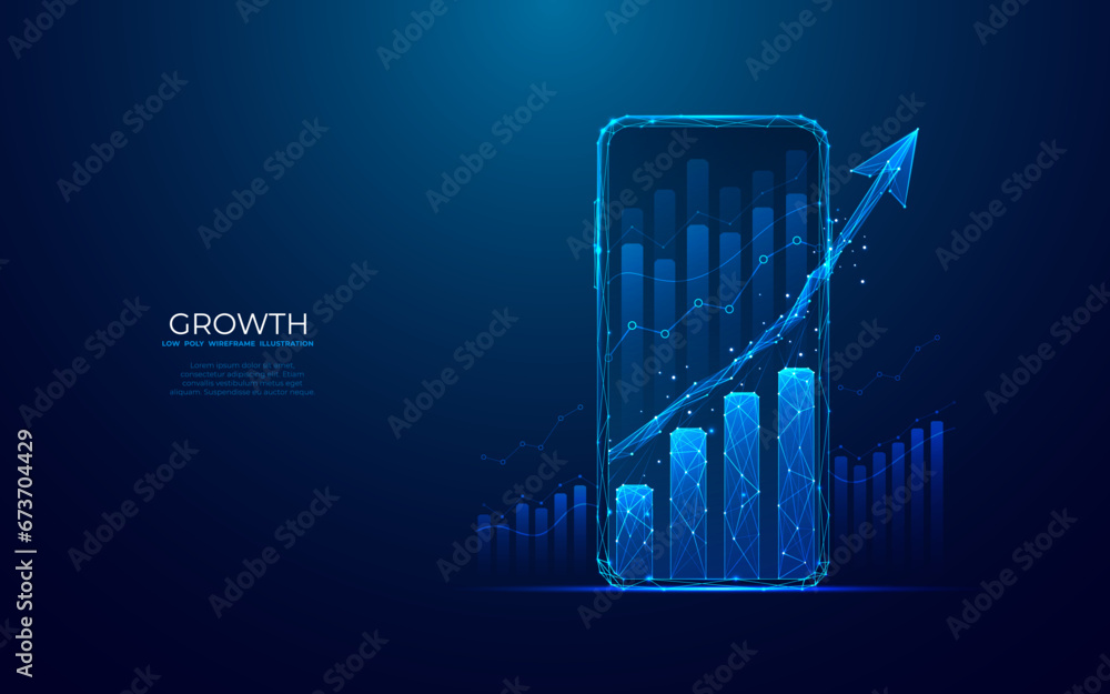 Abstract mobile phone and growth chart on smartphone screen. Stock ...
