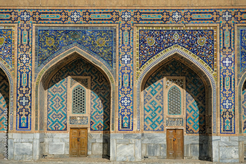 The Tilla Kari Madrasah in the Registan Square in Samarkand  Uzbekistan.