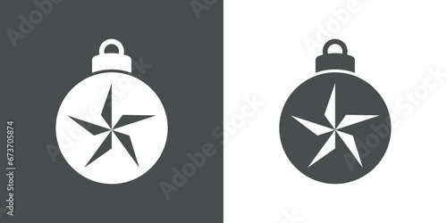Tiempo de Navidad. Logo con silueta de bola de navidad con estrella en espacio negativo para su uso en invitaciones y felicitaciones
