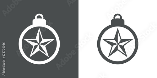 Tiempo de Navidad. Logo con silueta de bola de navidad con estrella para su uso en invitaciones y felicitaciones