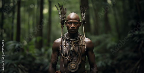 orixa a black and bald man using a bow and arrow © Yasir