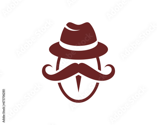 Coffee beans with detective hat vector logo