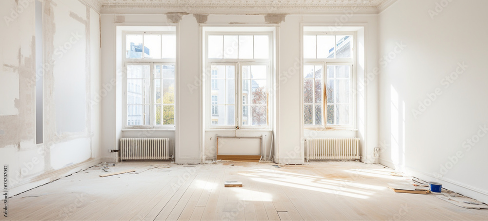 apartment renovation, no people, bright room apartment renovation, no people, bright room