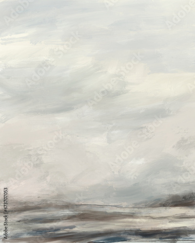 Abstract landscape, seascape, neutral tones, moody background