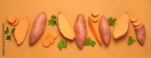 Fototapeta Naklejka Na Ścianę i Meble -  Sweet potato, concept of healthy food, vegetables