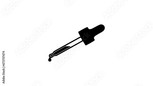 Valokuva Dropper, Pipette, eye drop, Pipette with falling drop, black isolated silhouette