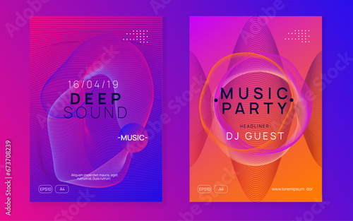 Neon electronic event. Electro dance dj. Trance sound. Club fest poster. Techno music party flyer.