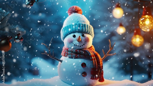 snowman bright christmas morning