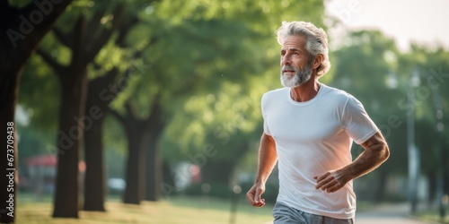 Senior man going for a run and living a healthy lifestyle for longevity