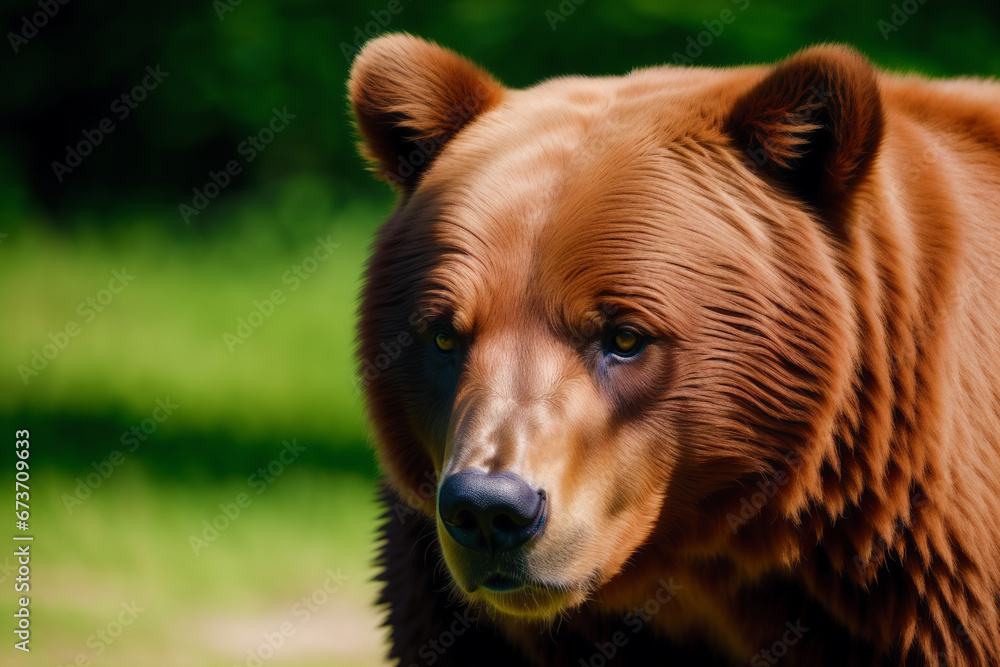 Fototapeta premium The Mighty Bear. Beautiful grizzly bear. Generative AI