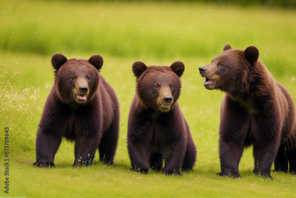 Fototapeta premium The Mighty Bear. Beautiful grizzly bear. Generative AI