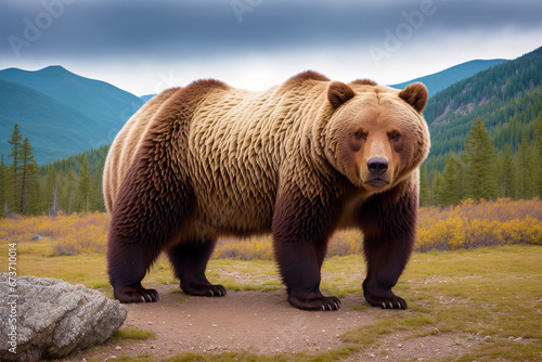 The Mighty Bear. Beautiful grizzly bear. Generative AI