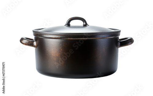 Cute Black Dutch Oven Isolated on Transparent Background PNG.