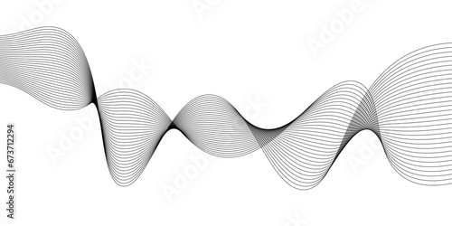 Abstract wavy technology curve lines on transparent background isolated. Grey wave swirl,Stylized line art background. Vector, photo