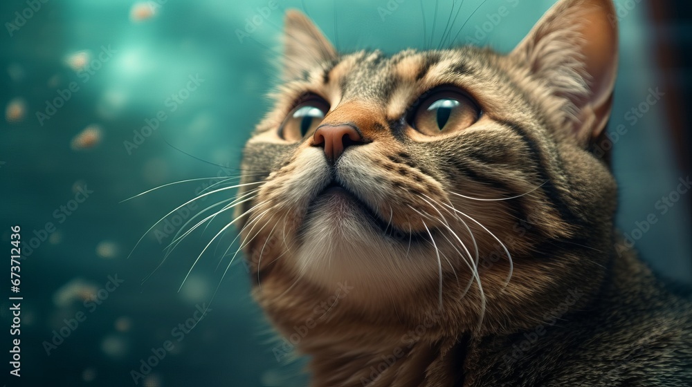 A portrait of a cat looking up AI generated illustration A portrait of a cat looking up AI generated illustration