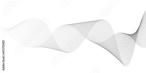Abstract wavy technology curve lines on transparent background isolated. Grey wave swirl,Stylized line art background. Vector,