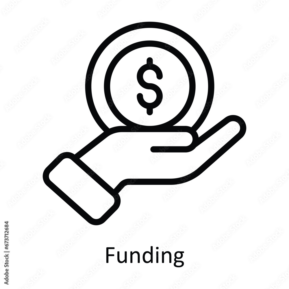 Funding vector outline Design illustration. Symbol on White background EPS 10 File Funding vector outline Design illustration. Symbol on White background EPS 10 File