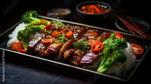 Chinese pork belly with rice