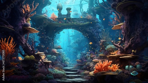 An awe-inspiring underwater kingdom that showcases t AI generated illustration
