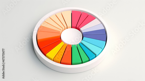 Colorful pie chart info graphics. Data analysis  or statistics  on a white background. 3D design
