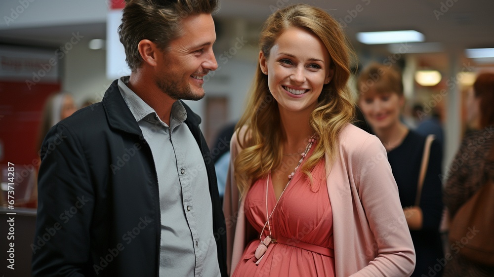 In a reproductive clinic, a couple hoping for children is seen smiling broadly after they receive excellent news..