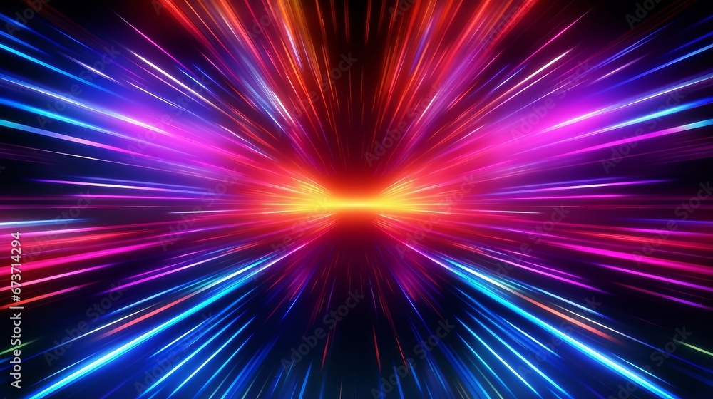 Colorful neon speed light lines background Fiber op  AI generated illustration