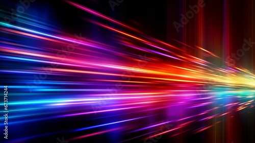 Colorful neon speed light lines background Fiber op AI generated illustration