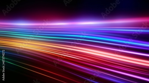 Colorful neon speed light lines background Fiber op AI generated illustration