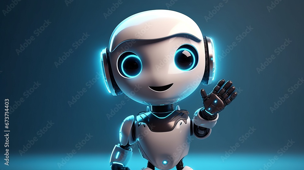 Cute and little robot helper with artificial intelligence AI generated illustration Cute and little robot helper with artificial intelligence AI generated illustration